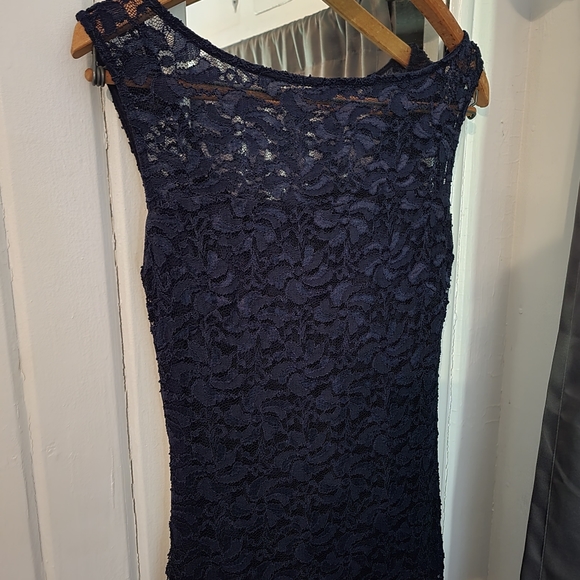 Lace Navy Full Length Dress - Picture 4 of 5